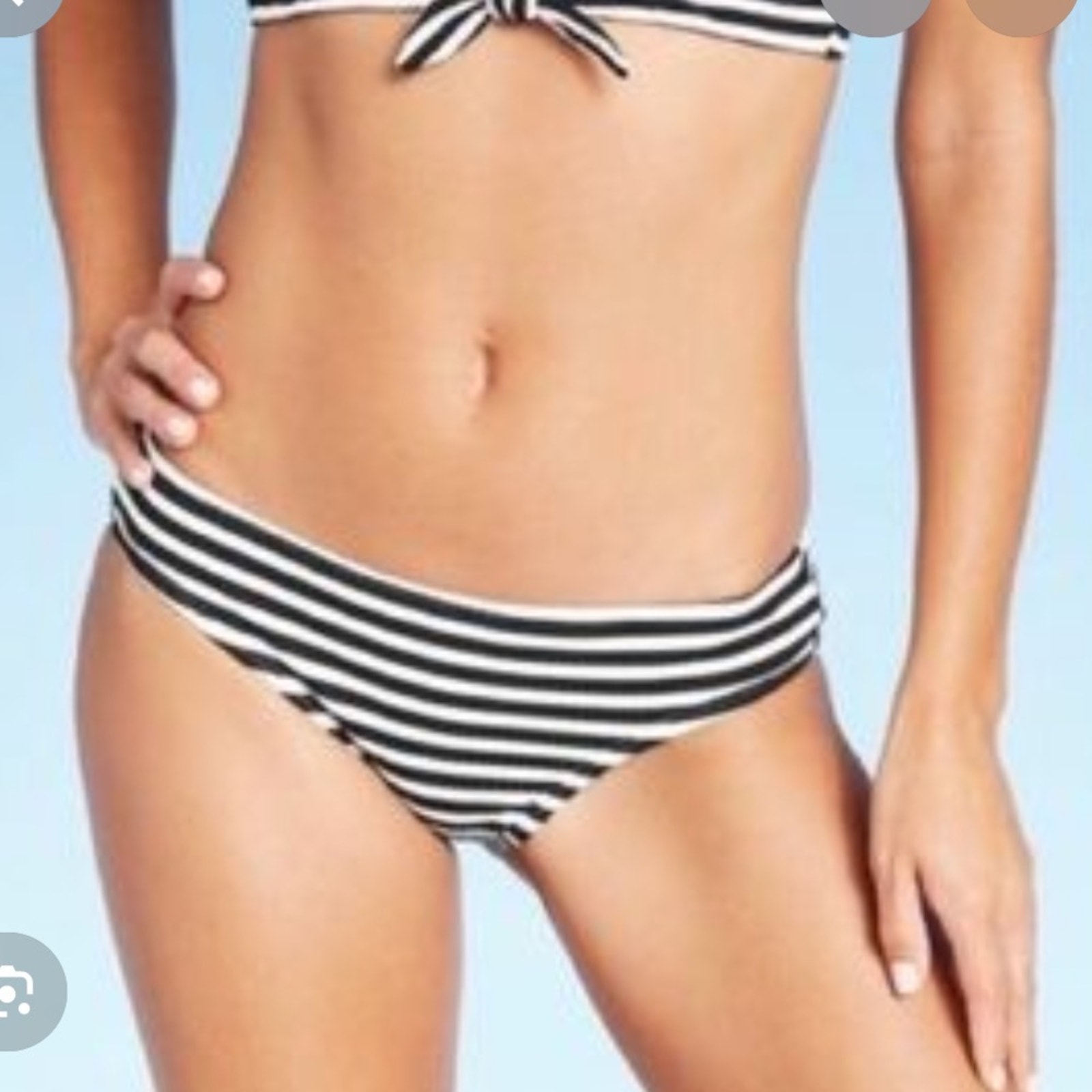Xhilaration Black & White Striped Bikini Bottom